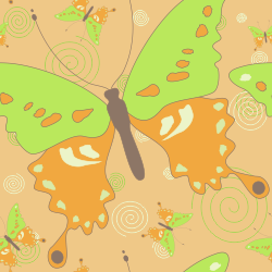 green orange butterflies pattern background tile