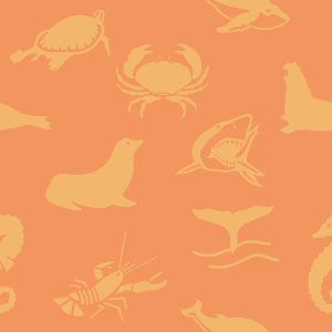 orange sea animals turtle fish pattern background tile