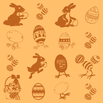 orange easter eggs rabbits pattern background tile