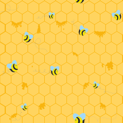 yellow bees repeating pattern background tile