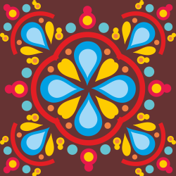 tribal pattern yellow red blue brown