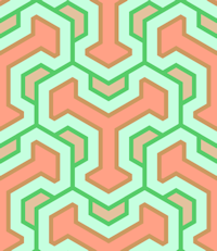 pastel red green hexagons repeating background tile