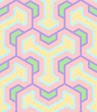 pastel blue yellow purple hexagons repeating background tile