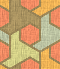 hexagons blue red orange repeating pattern background tile