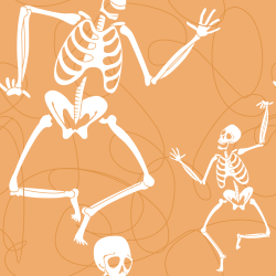 Orange skeleton pattern background tile 1011
