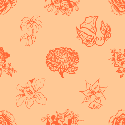 Orange flowers pattern background tile 1036