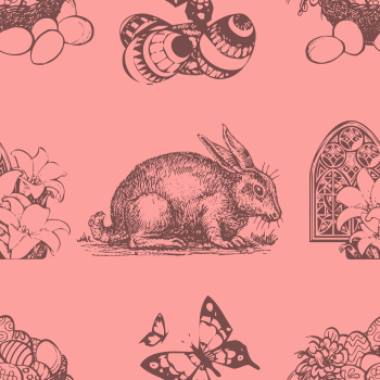 Red easter rabbit eggs pattern background tile 1040