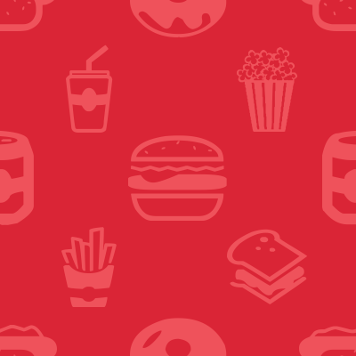 Red fast food vector pattern background tile