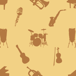 Music intruments yellow pattern background tile